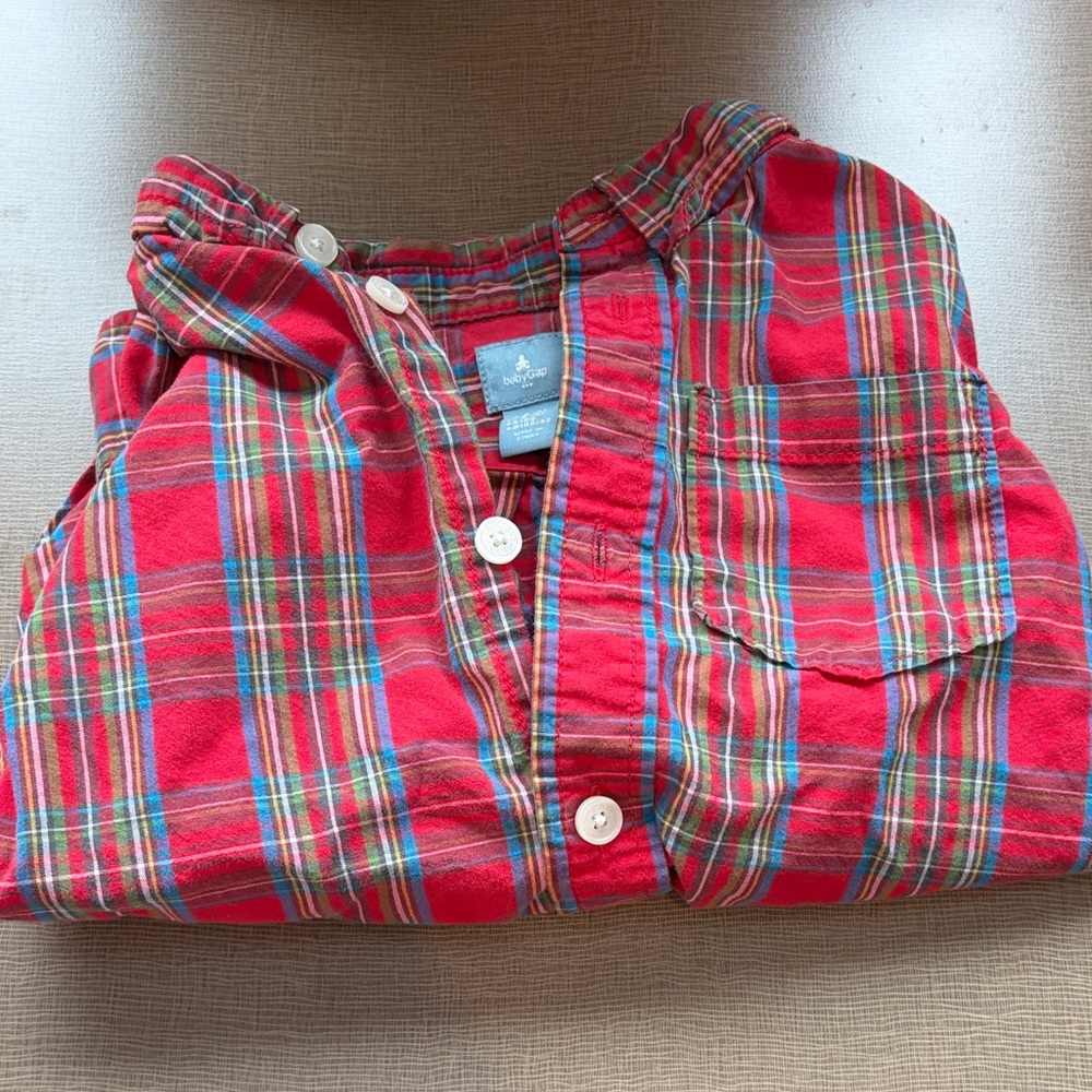 Plaid Red Kids Shirt 3t